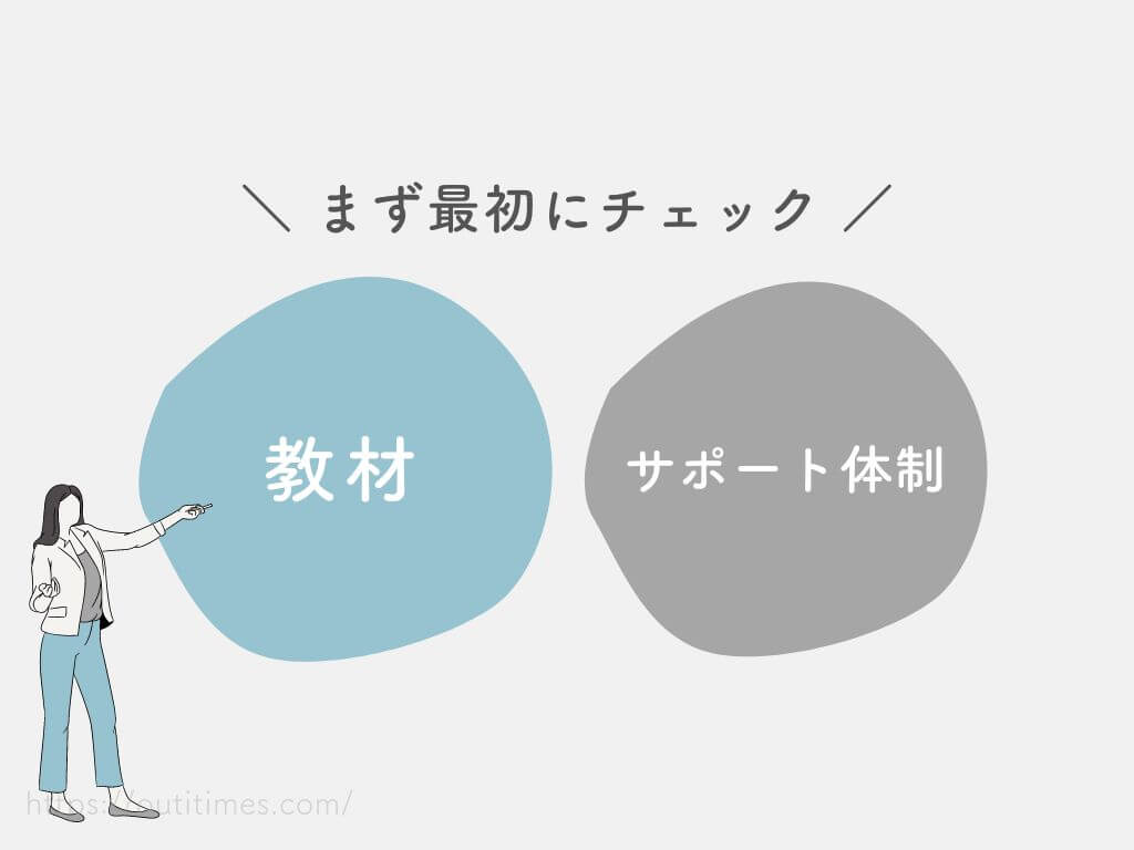 教材とサポート体制の重要さを指摘する女性